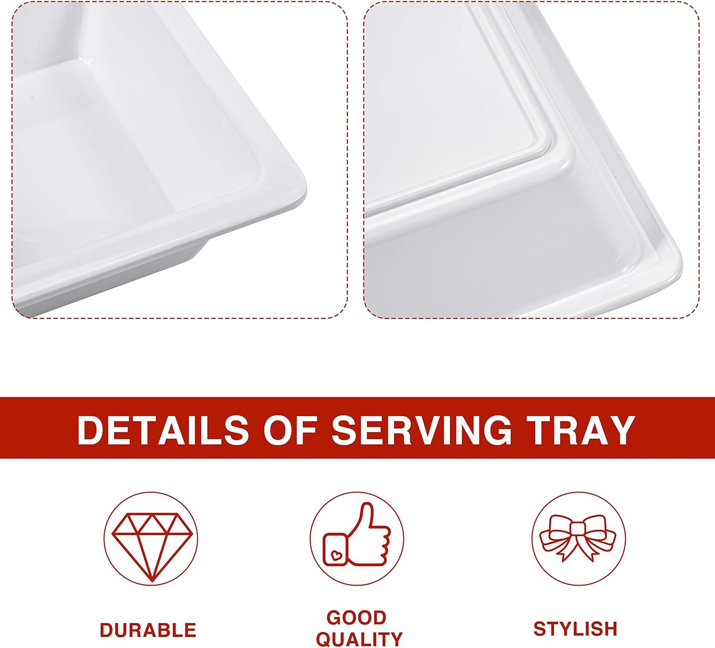 Blue Boat Divided Melamine Serving Platter Set of 3, Stackable, Easy to Clean, Dishwasher Safe, Housewarming Gift, All Seasons, Appetizer, Snack, Fruit, Cheese, Charcuterie (3, 14.5“ x 4.9“)