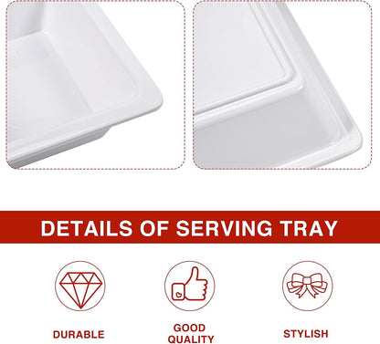 Blue Boat Divided Melamine Serving Platter Set of 3, Stackable, Easy to Clean, Dishwasher Safe, Housewarming Gift, All Seasons, Appetizer, Snack, Fruit, Cheese, Charcuterie (3, 14.5“ x 4.9“)