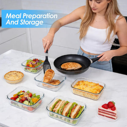 5-Pack 36oz Glass Food Storage Containers with Lids Airtight, Glass Meal Prep Containers Reusable, Leak-Proof Lunch Containers, BPA Free Borosilicate Glass, Microwave Oven Freezer Dishwasher Safe