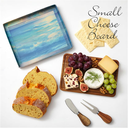 Ziliny Sea Turtle Shaped Cheese Board Set Small Charcuterie Cutting Board Wooden Platter with Knives Forks Funny Serving Trays Turtle Gift for women Christmas Party Kitchen Decoration