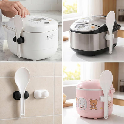 4Pcs Rice Paddle Holder- Mabor Self Adhesive Mount Rice Pot Spoon Holder