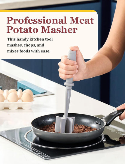 Meat Chopper for Hamburger, CLUEAPOP Premium Heat Resistant Masher and Smasher for Ground Beef, Nylon Ground Beef Chopper Tool and Meat Fork, Non Stick