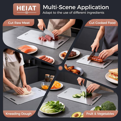 Titanium Cutting Board Set of 3, 100% Pure Titanium Cutting Boards for Kitchen, Non-Toxic, Double-Sided Chopping Boards for Raw & Cooked Food, Handles Included, Dishwasher Safe(S+M+L)