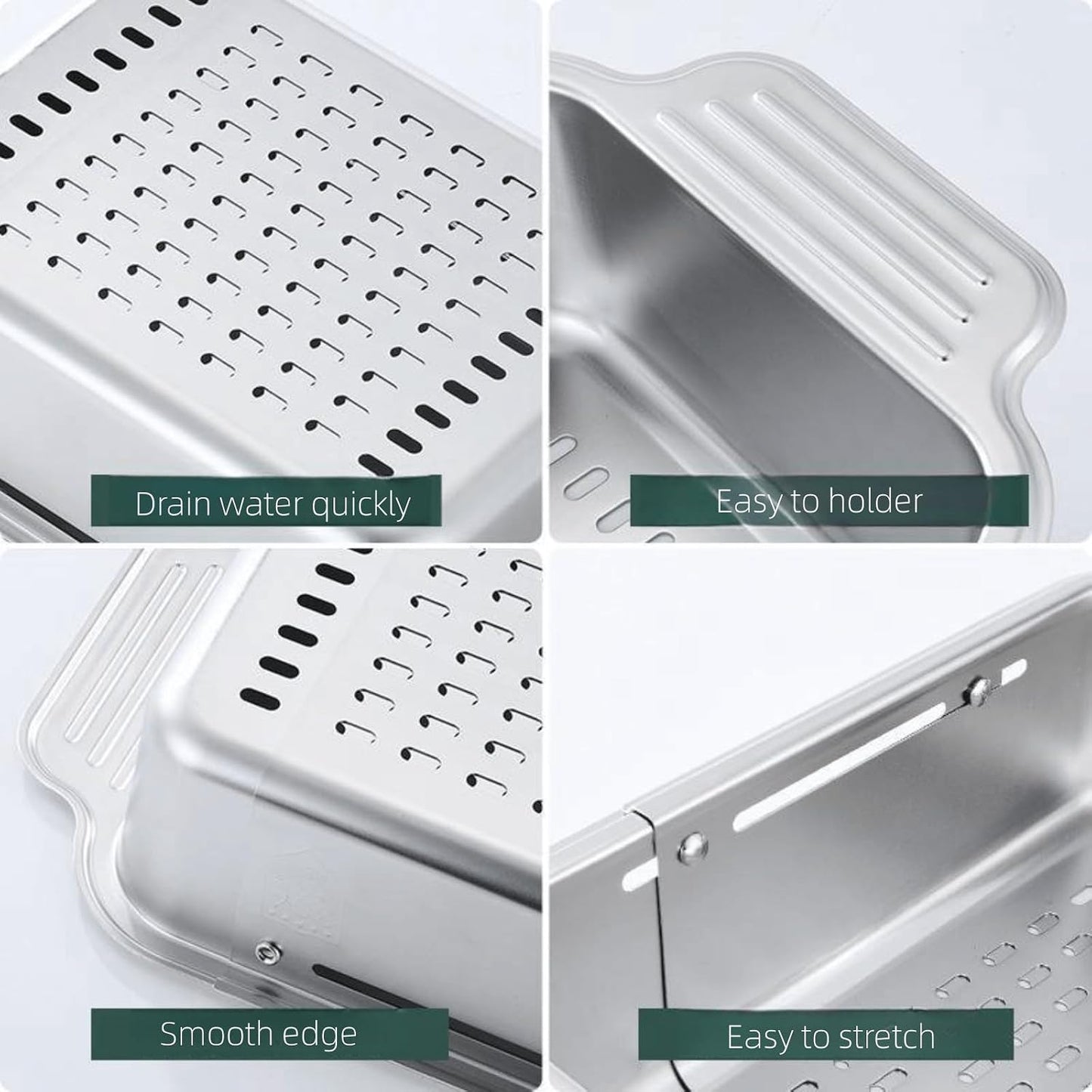 Extendable Over the Sink Colander Strainer Basket, Stainless Steel Retractable Kitchen Sink Basket - Wash Vegetables, Fruits, Drain Pasta and Dry Dishes XL (XL)
