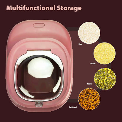 Viretec Cereal Rice Storage Containers, 20 to 50Lbs Collapsible Dry Food Dispenser Bins with Airtight Flip Lid Rolling Wheel, Kitchen Pantry to Store Sugar Flour, Dog Pet Cat Food Holder Container