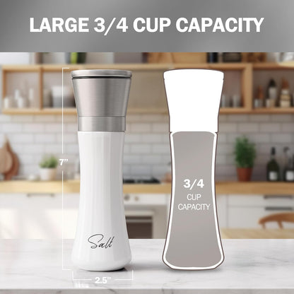 Home EC Premium Stainless Steel Sea Salt and Pepper Grinder Set of 2 - Adjustable Ceramic - Tall Glass Salt and Pepper Shakers - Kitchen Spice Mill W/Funnel & EBook