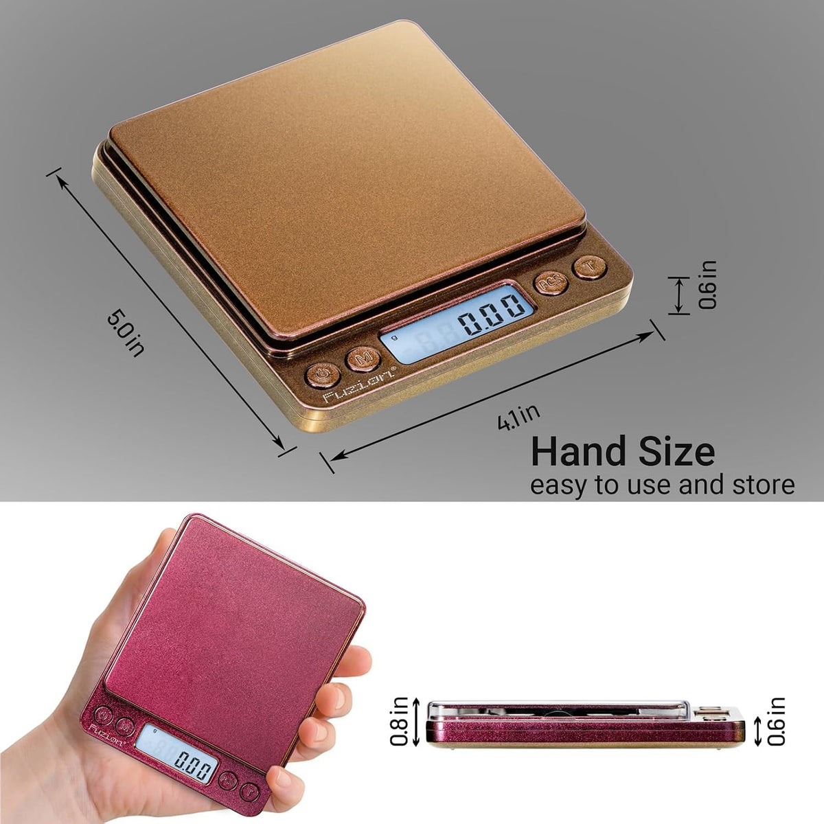 Fuzion Digital Gram Scale .01 Gram Accuracy, 500g Small Jewelry Scale