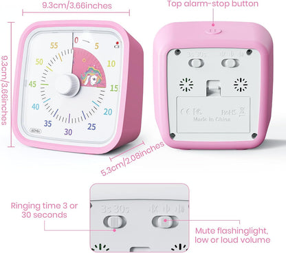 Yunbaoit Rainbow Visual Timer for Kids, 60-min Countdown Timer, Blue