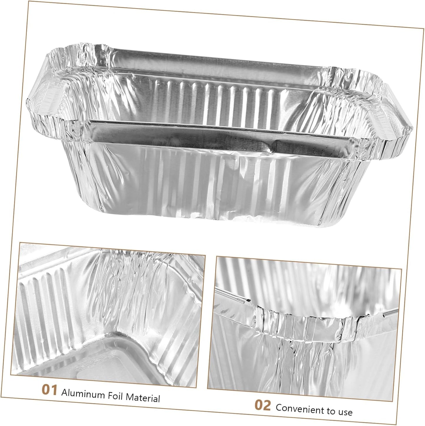 50pcs Aluminum Foil Baking Pans Disposable Baking Dishes for Oven Bbq Prep Tub