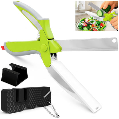 2 in 1 Kitchen Scissors for Food with Knife Sharpener (Grey)