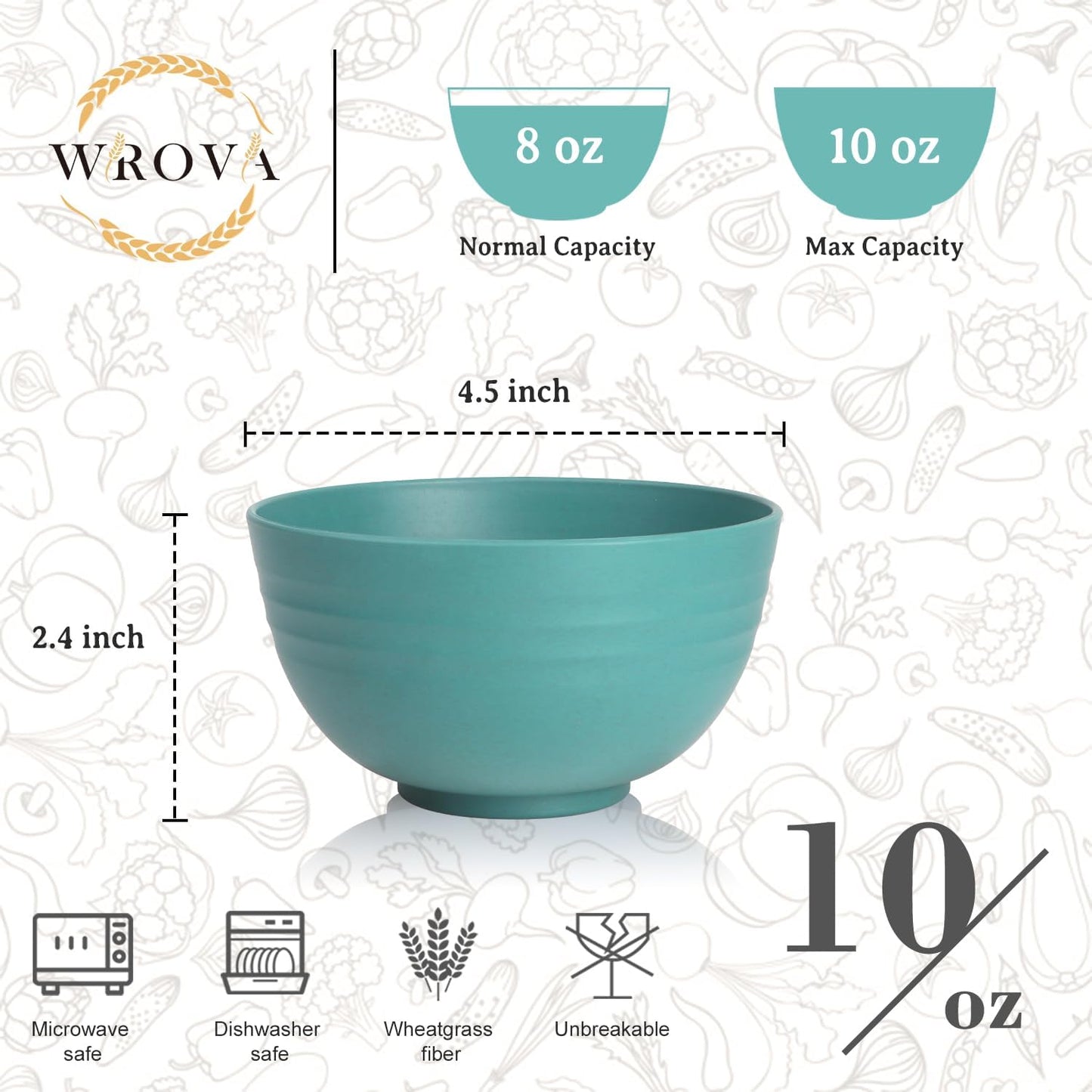 Wrova Wheat Straw Bowls for Kitchen set of 6,Anti-Scald Thick Soup Bowls 40oz,Microwave and Dishwasher Safe Bowl Sets, Unbreakable Cereal Bowl Sets. Vibrant Series