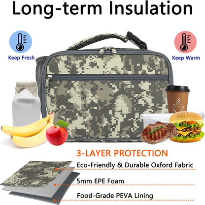 GYEUKHAM Insulated Lunch Box for School, Thermal Reusable Durable Freezable Lunch Bags for Kids Boys Girls Men Women - Small Soft Cooler Portable Lunch Tote Kit for Work Picnic Travel,Black