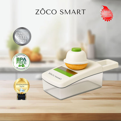 Vegetable Chopper & Mandoline Slicer – 14-in-1 Food Chopper, Vegetable Cutter, Dicer & Kitchen Slicer with 8 Stainless Steel Blades, Onion Chopper, Non-Slip Base & Safety Hand Guard by Zôco Smart