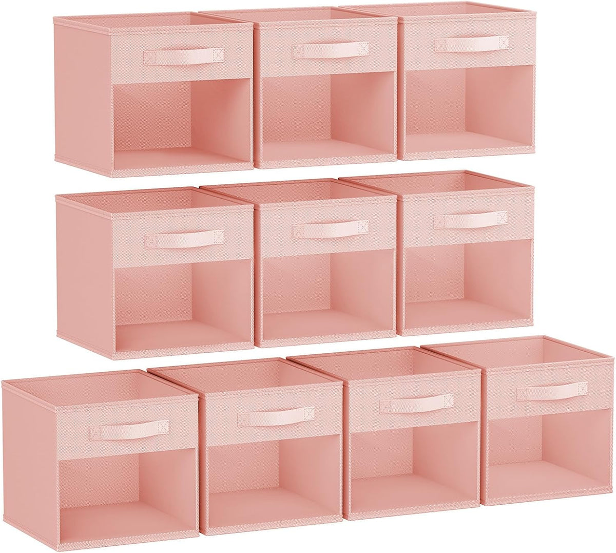 DIMJ Storage Cubes, 11x 11 inch Cube Storage Bin, 6 Pack Closet organizers and storage Bins with Window, Collapsible Baskets with Handle for Shelves, Clothes, Toys, Books (Grey)