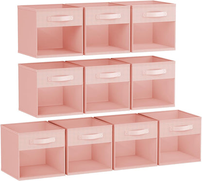 DIMJ Storage Cubes, 11x 11 inch Cube Storage Bin, 6 Pack Closet organizers and storage Bins with Window, Collapsible Baskets with Handle for Shelves, Clothes, Toys, Books (Grey)