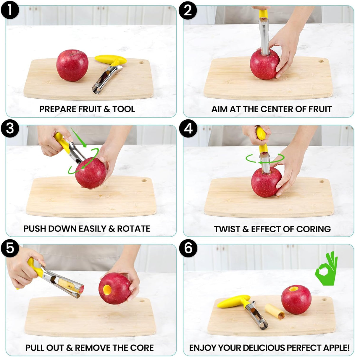 SCHVUBENR Premium Apple Corer Tool - Easy to Use and Clean - Sturdy Apple Core Remover with Sharp Serrature - Stainless Steel Corers for Apple and Pear - Core Fruits with Ease(Black)