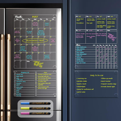 JJPRO Non-Magnetic Clear Weekly Planner & to Do List for Fridge, 8.5"x13" Dry Erase to Do List WhiteBoard,Reuasble Weekly Calendar for Refrigerator,Cabinet,Wall&Glass, All Smooth Surfaces