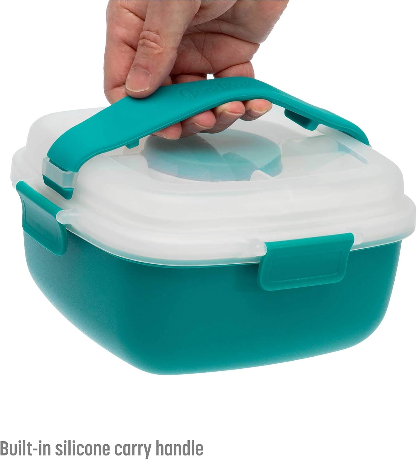Goodful Stackable Lunch Box Container, Bento Style Food Storage with Removeable Compartments for Sandwich, Snacks, Toppings & Dressing, Leak-Proof and Made without BPA, 56-Ounce, Blue