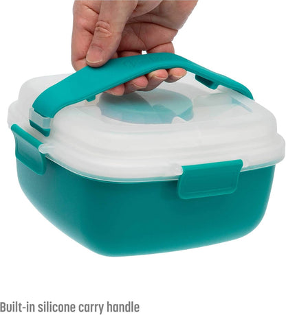 Goodful Stackable Lunch Box Container, Bento Style Food Storage with Removeable Compartments for Sandwich, Snacks, Toppings & Dressing, Leak-Proof and Made without BPA, 56-Ounce, Blue