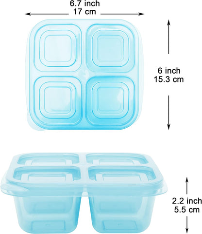 Youngever 8 Pack Bento Lunch Box, Meal Prep Containers, Reusable Plastic Divided Food Storage Container Boxes (3-Compartment)