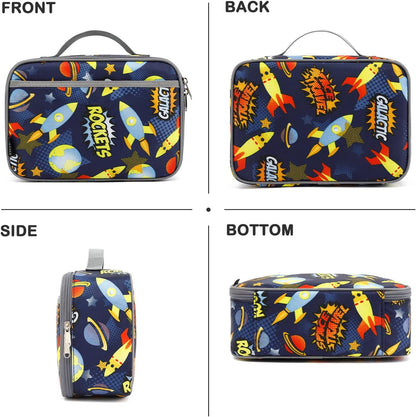 FlowFly Kids Lunch box Insulated Soft Bag Mini Cooler Back to School Thermal Meal Tote Kit for Girls, Boys, Black