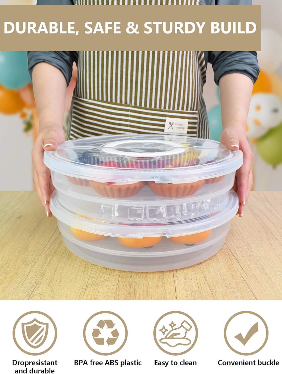 Artcome 2 Pack 12" Round Food Storage Container Set with Insulated Carrying Bag, Reusable Pizza Keeper with Divider, Stackable Pie Carrier for Pizza, Cake, Pastries & Leftovers