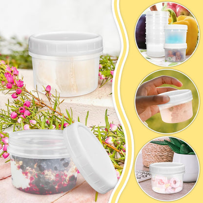 10 Pack 4oz Reusable Small Plastic Containers with Screw Lids, Small Food Storage Freezer Containers, Stackable Food Storage Jars, Sauce Condiment Jars Lunch Box Accessories