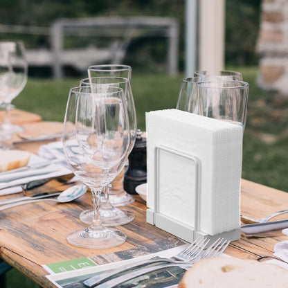 Wican Napkin Holder for Table, Bamboo Iron Standing Napkin Dispenser for Kitchen Dining Farmhouse Cocktail Picnic Bar Rustic Wood Holders for Paper Mail Bills Suitable for All Dining Room Decors Black