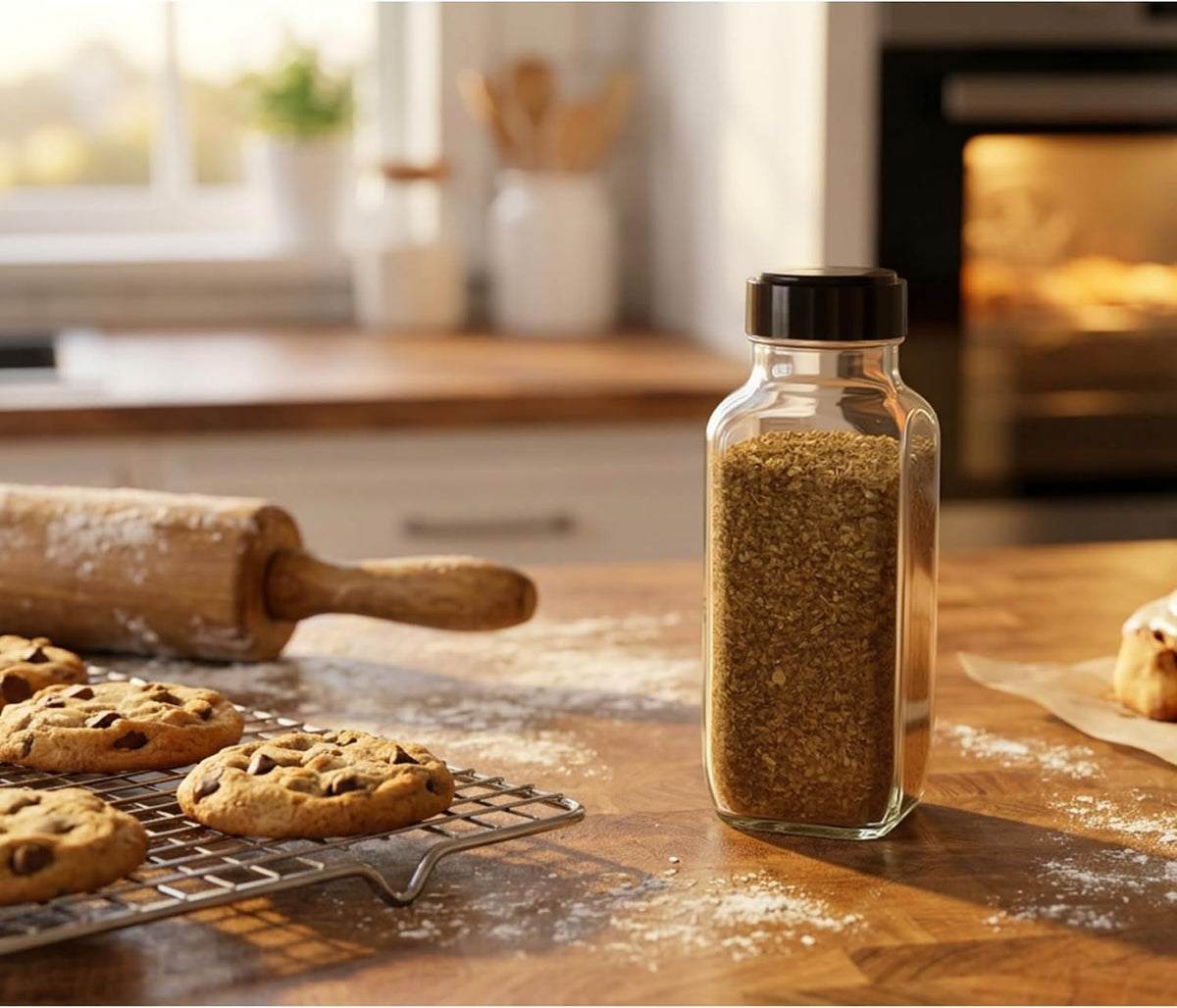 JARMING COLLECTIONS 16oz Glass Spice Shakers with Lids – Large Seasoning Containers with Shaker Tops for Kitchen, Pantry & Herb Storage