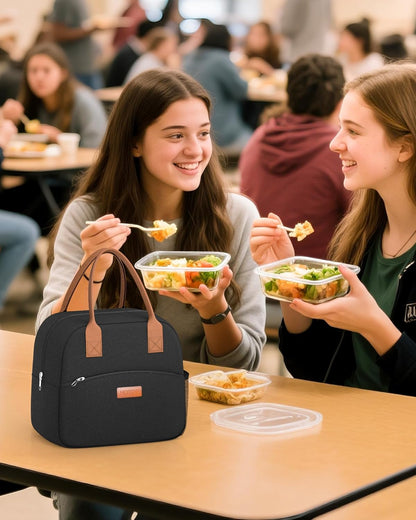 HOTOR Lunch Bag for Women & Men - Wear-Resistant Insulated Lunch Box with Large Capacity, Multi-Functional Cooler Bag for Office, Picnic, Pink with White Daisy, 10L,10.60" x 5.90" x 9.50"