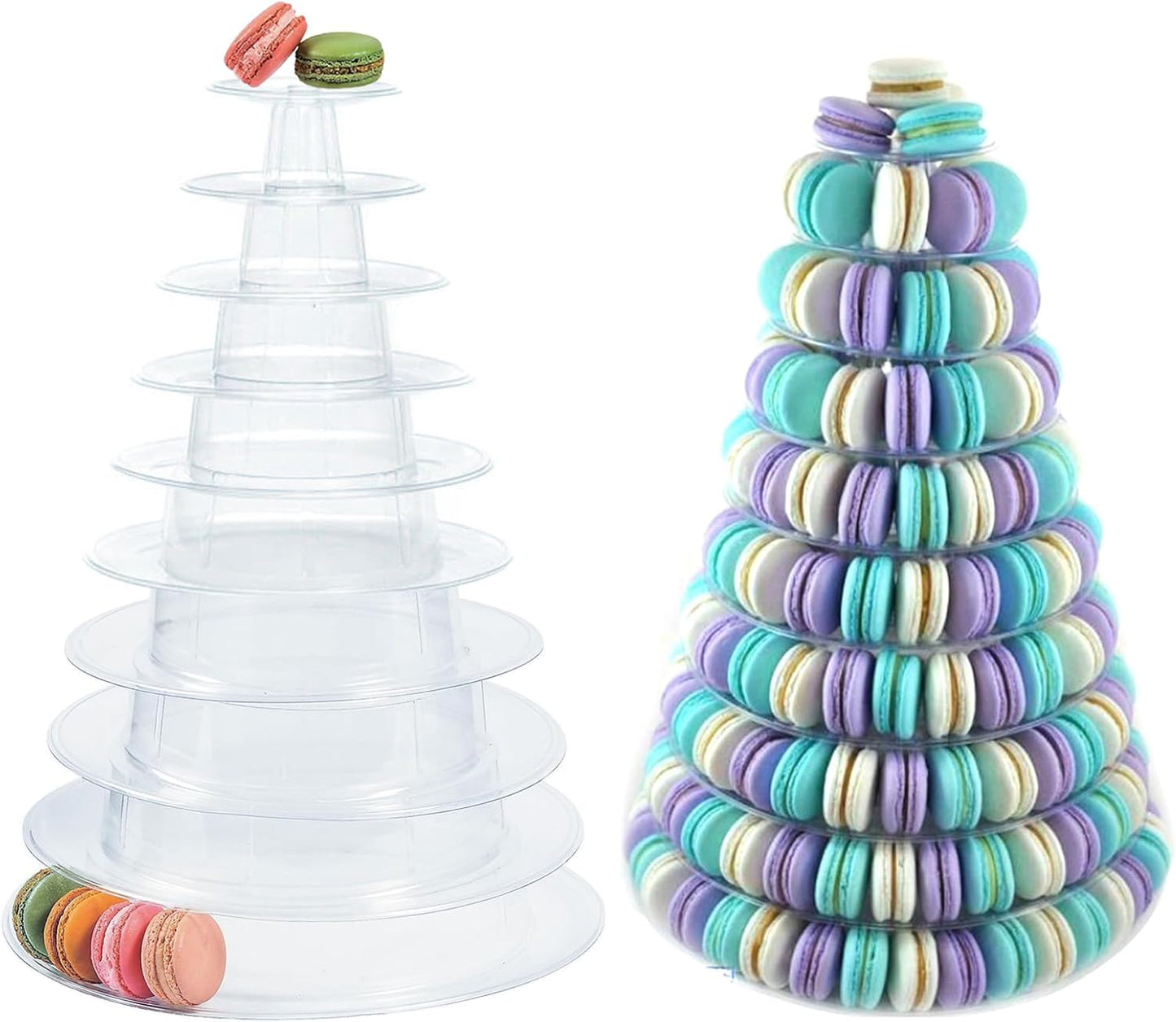 3 Tiers Round Cupcake Stand, Acrylic Cake Tower Stand Holder Macaron Display Rack Cookie Candy Buffet Desserts Platter with Base for Baby Shower, Birthday Party, Wedding, Party (3-Tiers with Base)