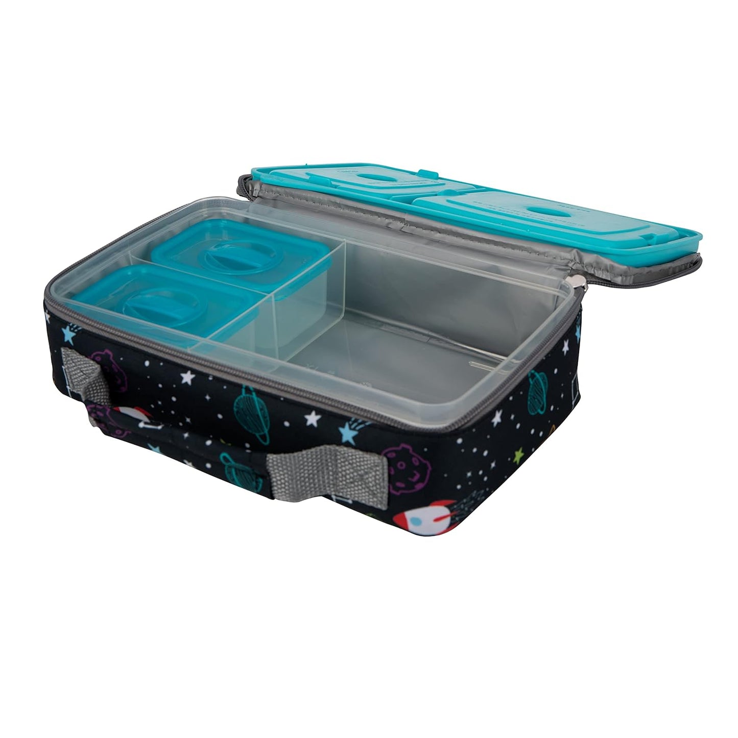 Nuby Lunchbox with Insulated Travel Bag - Bento Lunch Box - 3+ Years - Stars - Back to School Essentials