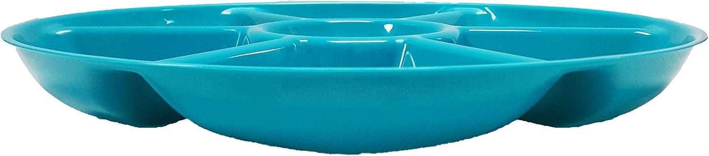 Set of 4 Assorted Colors Black Duck Chip N Dip Hard Plastic 11.5-Inch Round 7-Section Serving Trays!