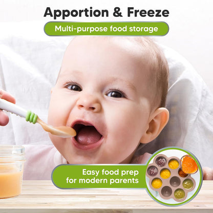 KeaBabies Silicone Food Freezer Trays with Lid, 2oz x 10 Pods Baby Food Storage Containers, Easy Puree Meal Prep, Breast Milk Silicone Freezer Molds, Dishwasher, Microwave Safe, BPA-Free (Slate)
