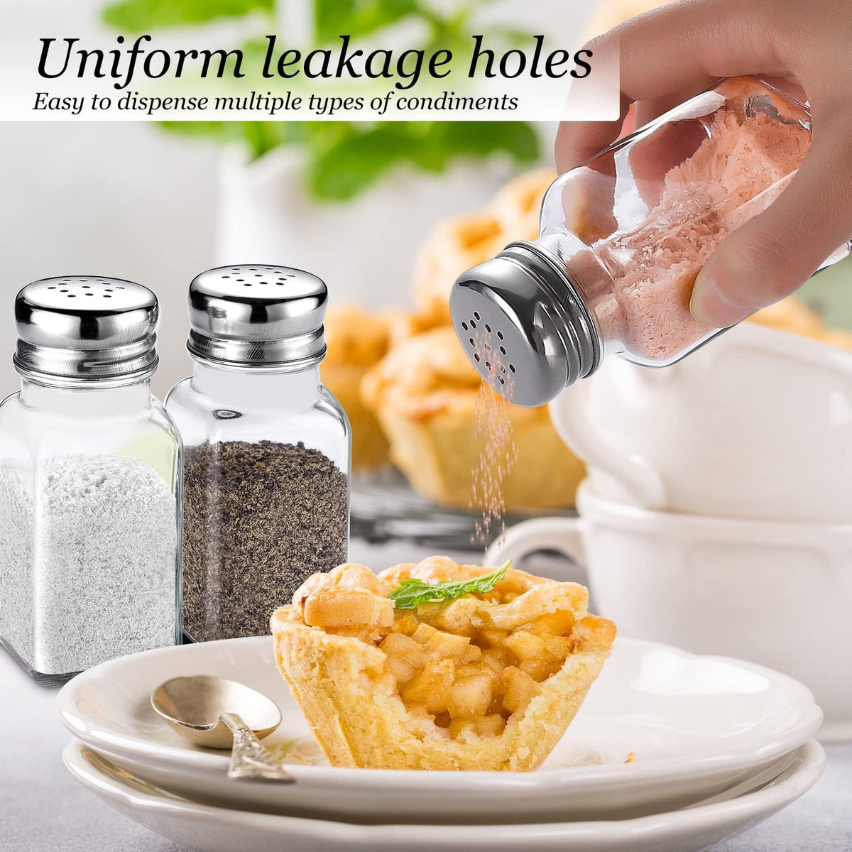 Salt and Pepper Shakers Set,Farmhouse Glass Spice Jars Kitchen Gadgets