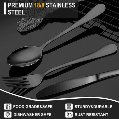 Portable Travel Utensils Set, 18/8 Stainless Steel 3 PCS Cutlery Set Including Knife Fork and Spoon, Reusable Travel Silverware Set with Case for Lunch Box Camping School Office