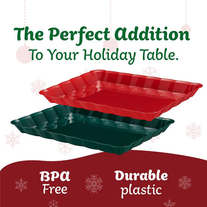 Plasticpro Plastic Serving Trays - Serving Platters Rectangle 9X13 Disposable Party Dish 4 Black Trays