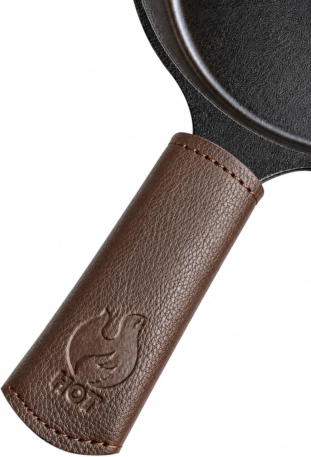 I.N Premium Leather Cast Iron Skillet Handle Cover (Standard 4.5) Thick Leather Heat Resistant Pan Handle Sleeve Holder for Cast Iron Handle Cover & Pans (Handmade)