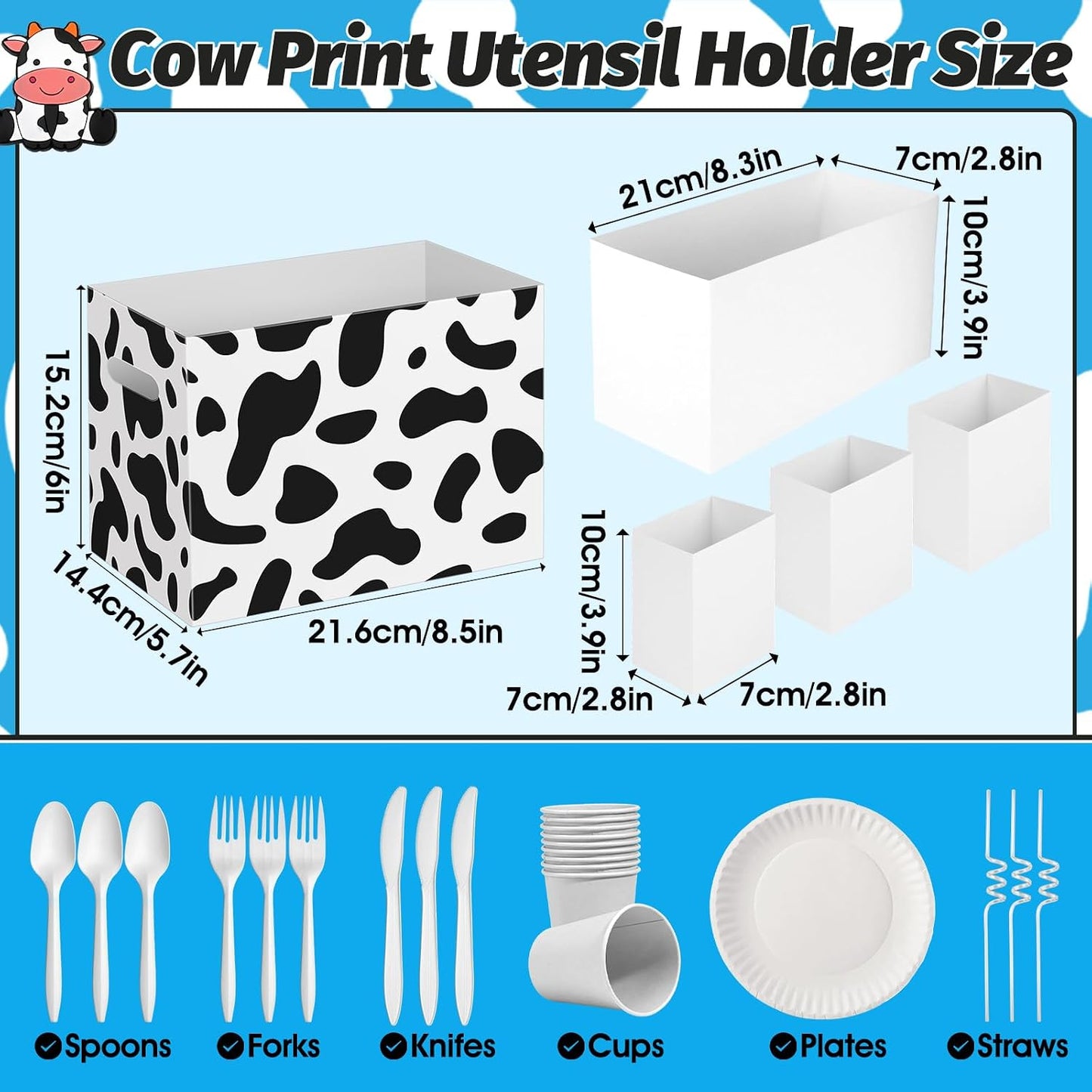 2PCS Red Gingham Utensil Holder Paper Utensil Caddy for Gingham Party Supplies Disposable Cutlery Holder with Handles Party Favors Cutlery Caddy for Red and White Checkered Birthday Decorations