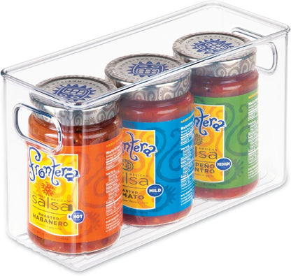 iDesign Slim Clear Plastic Storage Bin, Tall Narrow Organizer for Kitchen, Fridge, or Pantry, 4-Pack