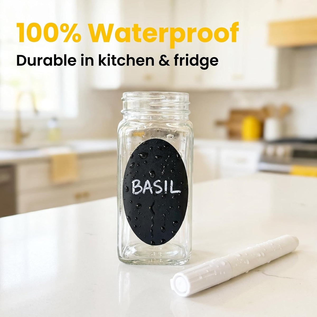Blackboard Labels - 185 Waterproof Reusable Blackboard Stickers with 3 Liquid Chalk for Mason Jars, Party Decor, Craft Rooms, Weddings, Storage。