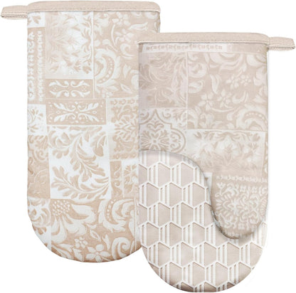 Mini Silicone Oven Mitts, Heat Resistant Kitchen Mittens 2-Pack Set