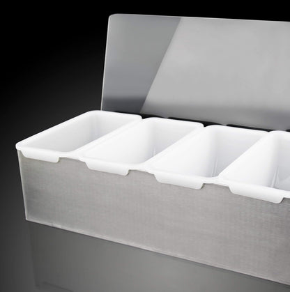 New Star Foodservice 48025 Stainless Steel Condiment Dispenser with 4 Compartments (NO ICE Tray Included)
