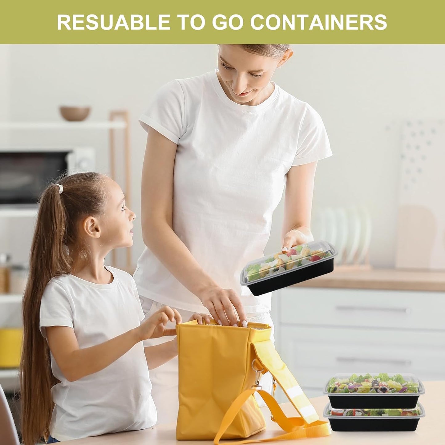 Meal Prep Containers Reusable - 48oz Food Storage Containers with Lids 30 Pack, To Go Food Containers for Meal Prep, Disposable To Go Container with Lids, BPA Free, Microwave/Dishwasher/Freezer Safe
