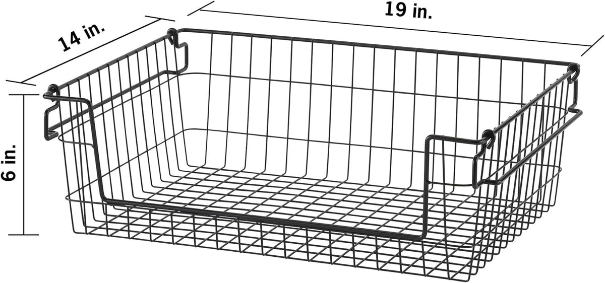 TRINITY 2-Pack Stackable Metal Wire Storage Baskets With Handles, EcoStorage Chrome, 11 Inches