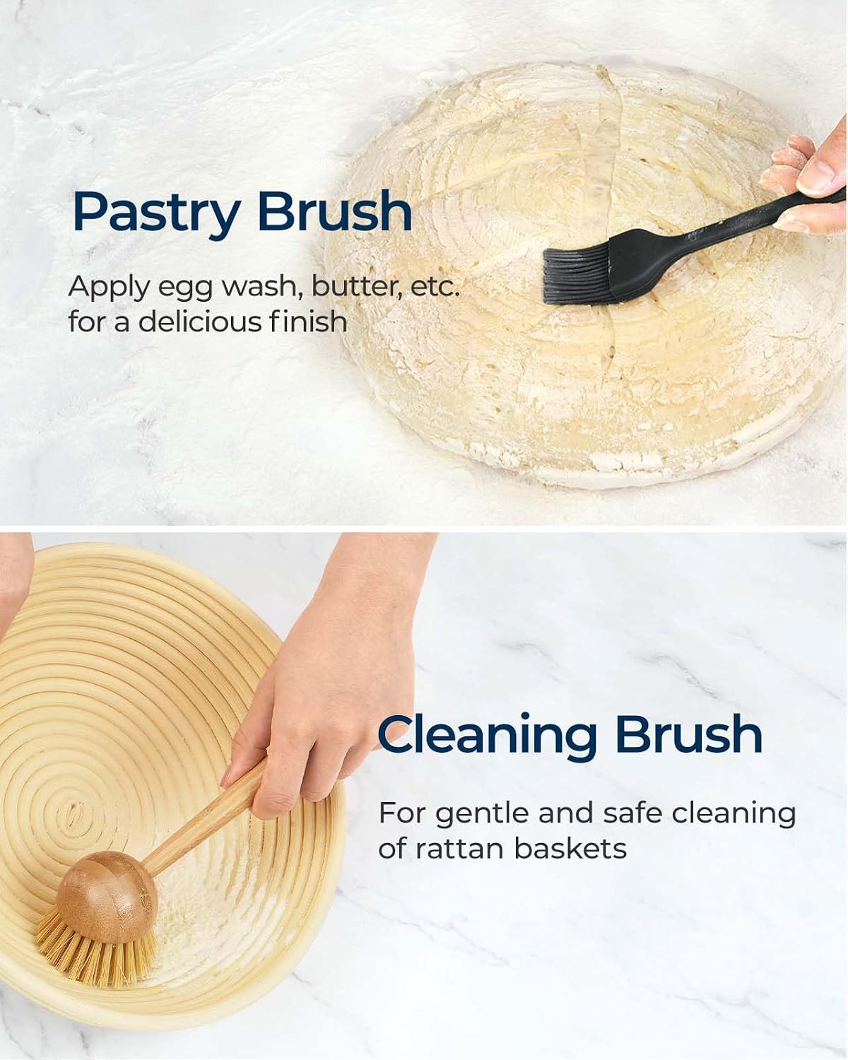Banneton Proofing Basket Set, Sourdough Bread Baking Supplies (Plastic)