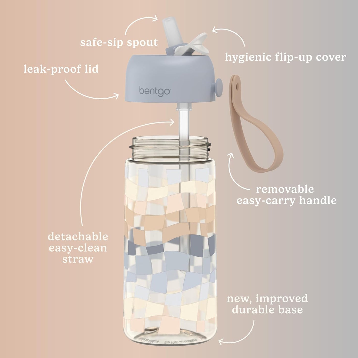 Bentgo Kids Water Bottle - Leak-Proof, Durable Tritan PFAS- & BPA-Free 15 fl oz, Kids/Toddlers Ages 3+ for School & Sports; Bite & Sip Spout, Carrying Handle, Dishwasher Safe (Unicorn)