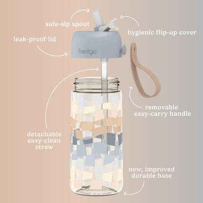 Bentgo Kids Water Bottle - Leak-Proof, Durable Tritan PFAS- & BPA-Free 15 fl oz, Kids/Toddlers Ages 3+ for School & Sports; Bite & Sip Spout, Carrying Handle, Dishwasher Safe (Unicorn)