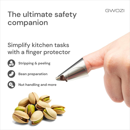 Stainless Steel Finger Protector for Cutting & Stripping Beans, Pistachios - Kitchen Finger Guards for Cutting and Stripping Nuts - Metal Nail Protection Cover, 6 Pcs
