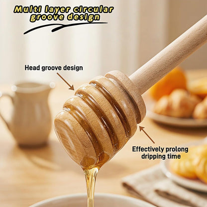 Natural Wood Honey Dippers - 25 Pcs 3" Mini Honey Sticks with Deep Grooves for Easy Drip, Stir & Collect Honey, Syrup, Jam - Reusable Eco-Friendly Honey Spoon for Jar, Wedding Party Gift